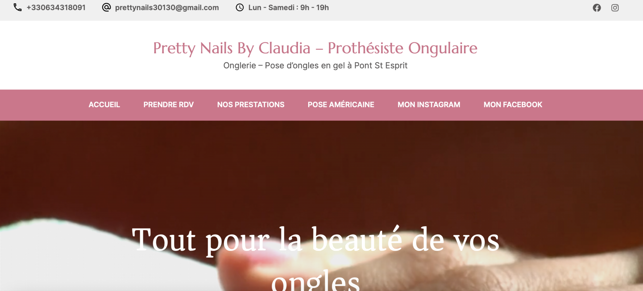 Exemple de site internet création wordpress Pretty Nails